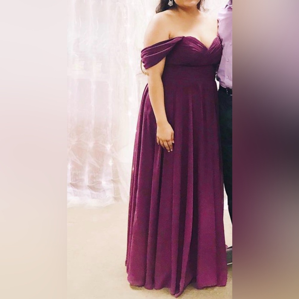 Elegant Off-Shoulder Purple Gown